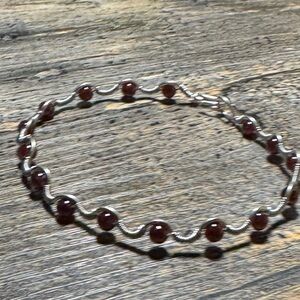 Genuine Garnet Beaded Bracelet